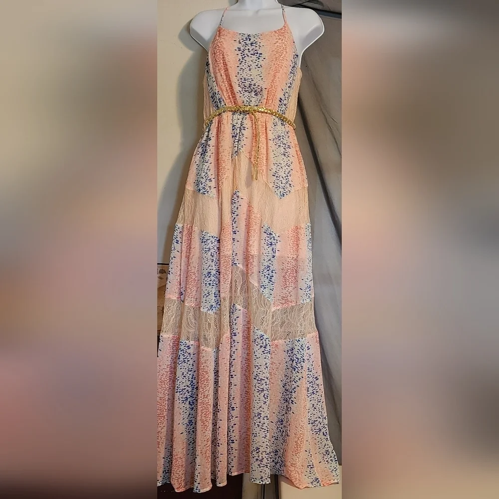 Candies Pink And Blue Tiered Maxi Skirt for Cocktail - Picture 1 of 10